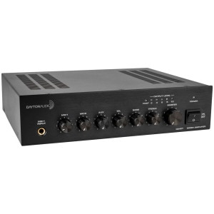 Main product image for Dayton Audio DA40T Commercial Audio Amplifier 40W 70V/ 100V/ 4 Ohm Mixer - 2 Mic 1 Aux 1 Telephone input